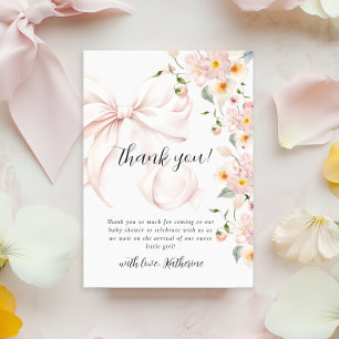 Bébé En Fleur Soft Rose Bow Baby shower Invitation