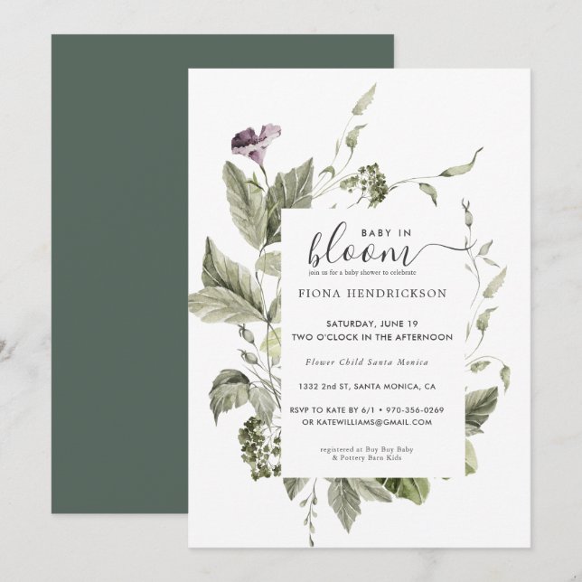 Bébé en fleurs | Baby Shower de verdure florale (Devant / Derrière)
