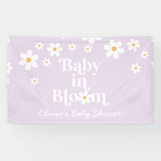 Bébé en fleurs Bannière de douche lilas Daisy bohè (Horizontal)