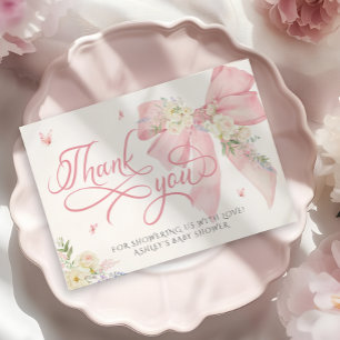 Bébé en fleurs Bow Baby shower Carte de remercieme