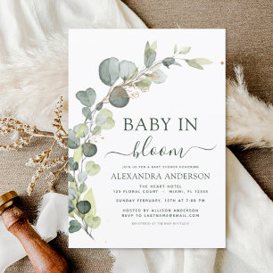 Bébé en fleurs douche Eucalyptus Invitations