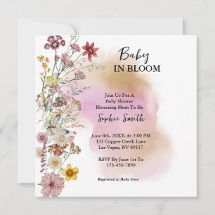 Bébé en fleurs Fleur sauvage Baby shower Invitatio