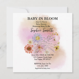 Bébé en fleurs Fleur sauvage Baby shower Invitatio