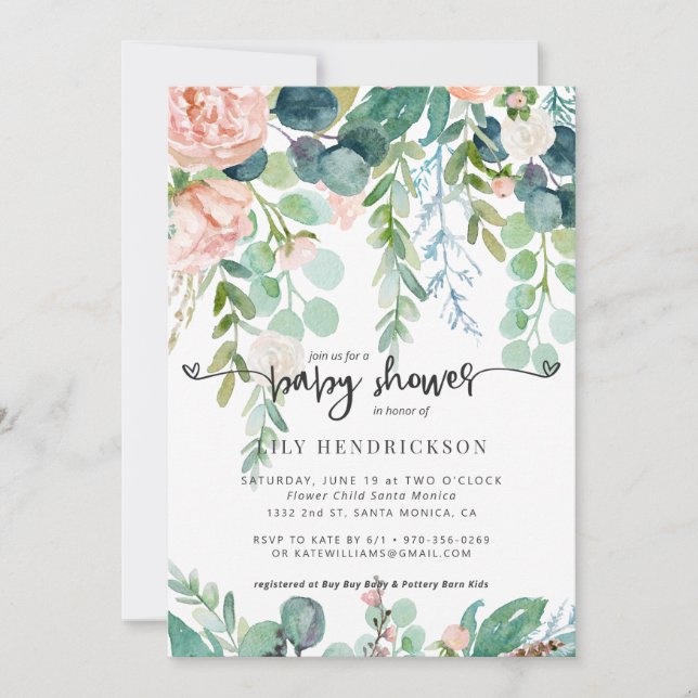 Bébé en fleurs | Invitation à une baby shower flor (Devant)