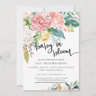 Bébé en fleurs Invitation à une baby shower flor