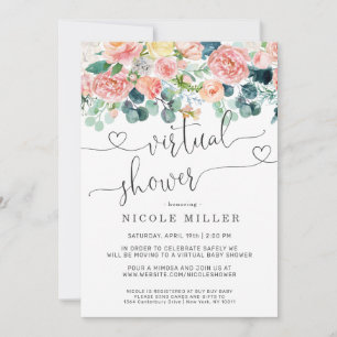 Bébé en fleurs Invitation à une baby shower virt