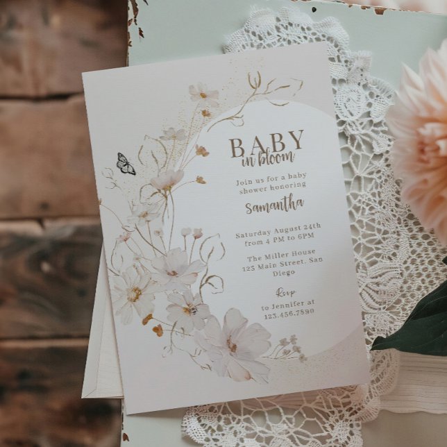 Bébé en fleurs Invitation Baby Shower aquarelle Ba (Créateur téléchargé)