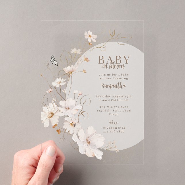 Bébé en fleurs Invitation Baby Shower aquarelle Ba (In situ (ordinateur de poche))