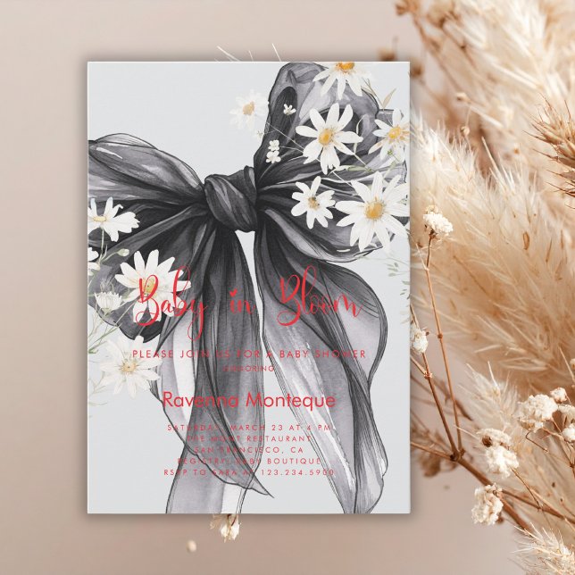 Bébé en fleurs Invitation Baby Shower avec nœud fl (Créateur téléchargé)