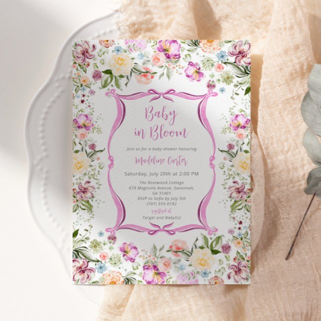 Bébé en fleurs Invitation Baby Shower Jardin Flora (Créateur téléchargé)