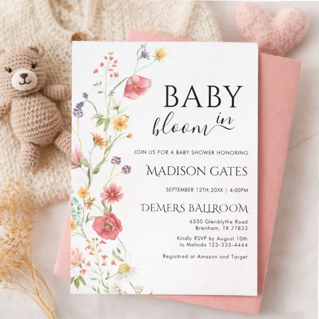 Bébé en fleurs: Invitation de baby shower modifiab (Créateur téléchargé)