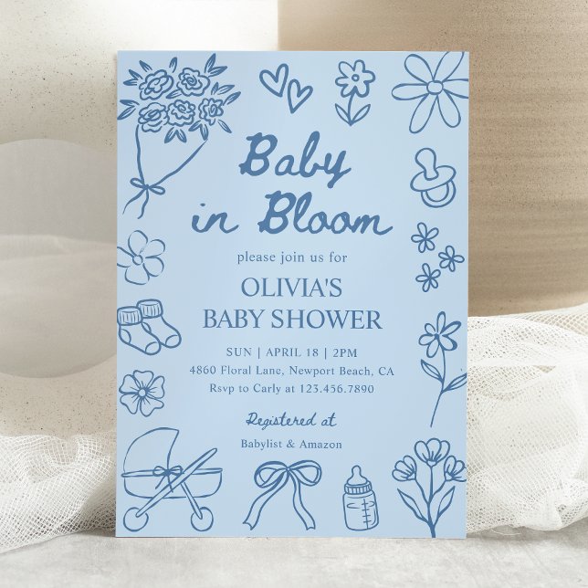Bébé en fleurs Invitation pour garçon Baby Shower  (Créateur téléchargé)