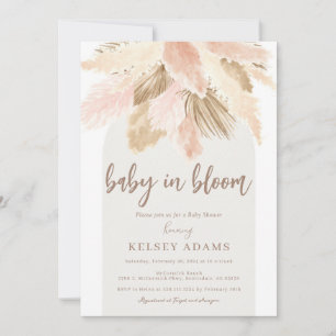 Bébé en fleurs pampas boho baby shower Invitation