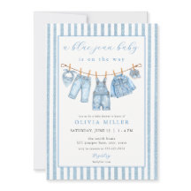 Bébé en Jean Bleu Invitation Baby Shower Linge de