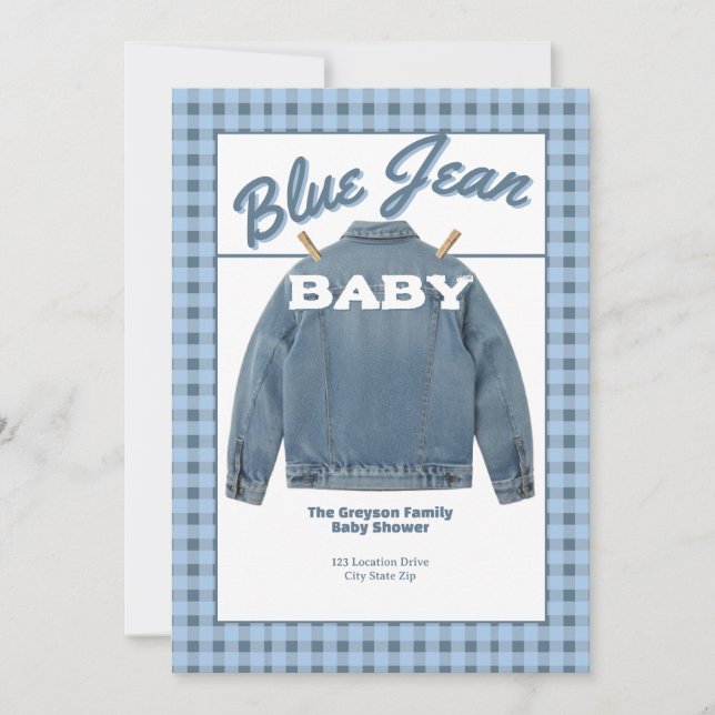 Bébé en Jean Bleu - Invitation personnalisée pour  (Devant)