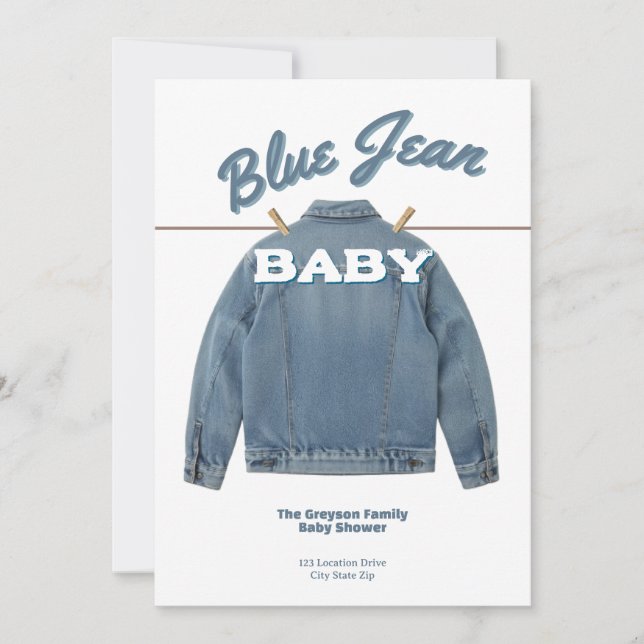 Bébé en Jean Bleu - Invitation personnalisée pour  (Devant)