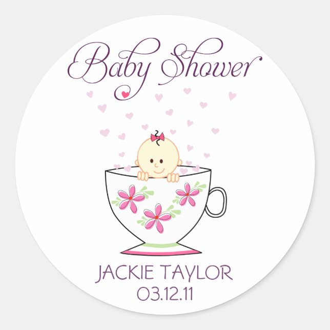 Bébé en Stickers Tasse de Thé / Toppers (Devant)