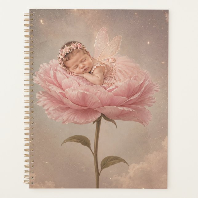 Bébé endormi fleur rose (Devant)