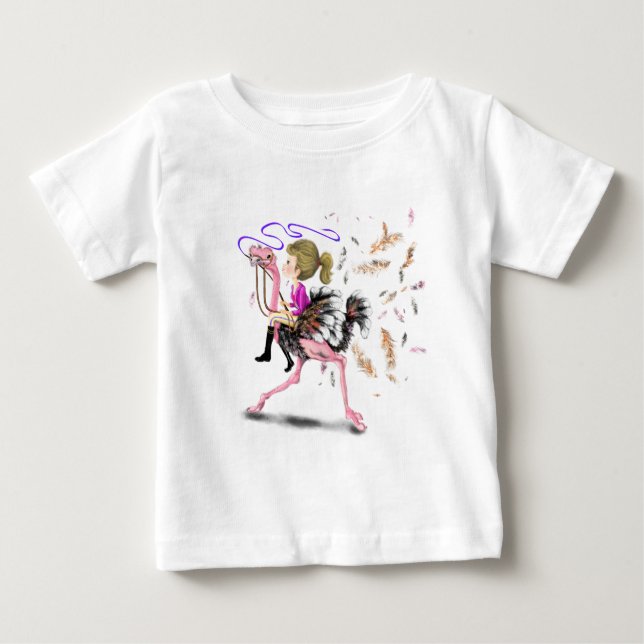 Bébé Équipe de course pour filles et autruches T-shirt  (Devant)