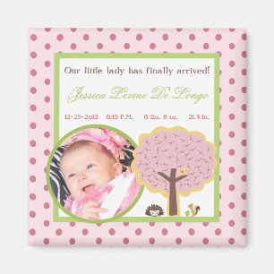 Bébé Faire-part Aimant et nature Fille Bois