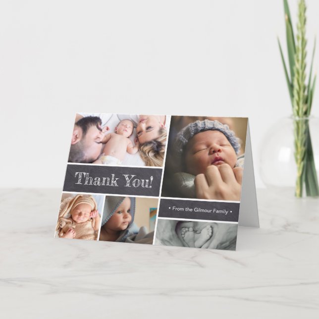 Bébé faire-part de naissance photo Collage Merci (Devant)