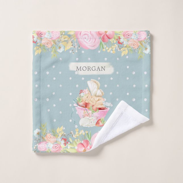 bébé fairy joli jardin enchanté monogramme lave cl (Gant de toilette)