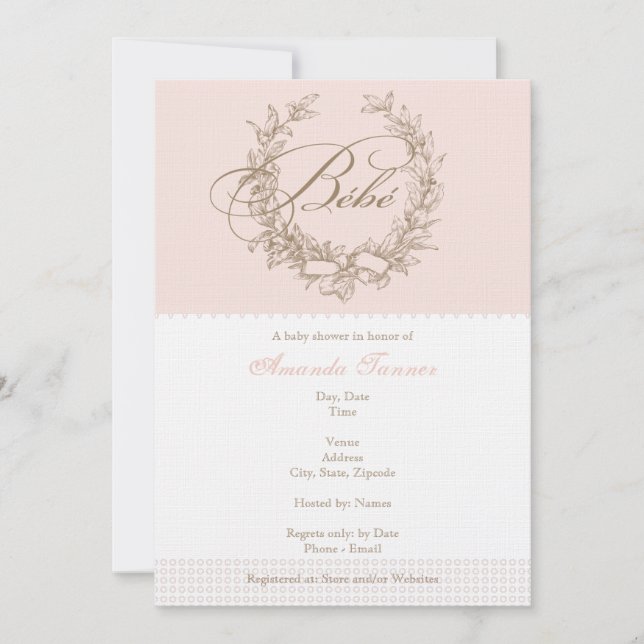 Bebe fait sur commande - invitation française rose (Devant)