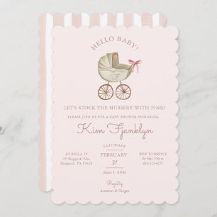 Bébé Fille Baby shower Invitation Joli En rose