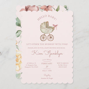 Bébé Fille Baby shower Invitation Joli En rose