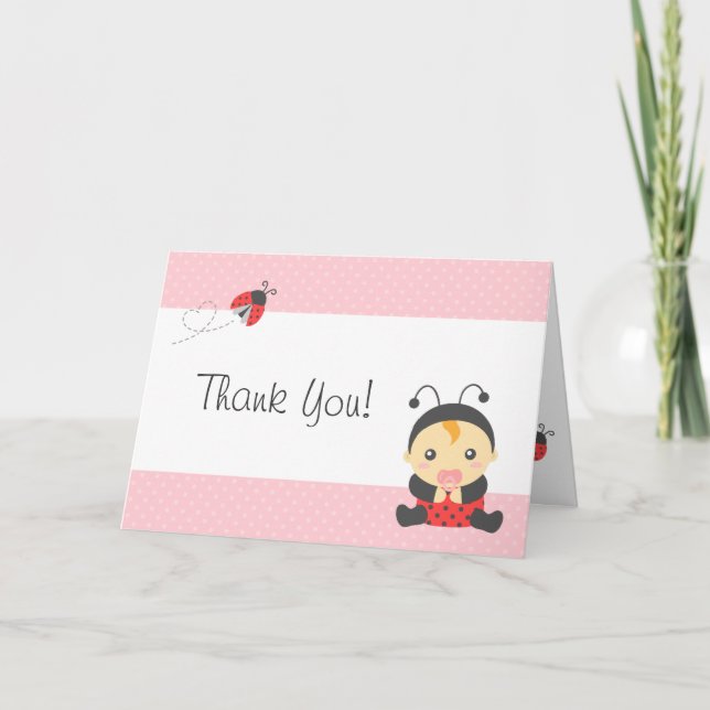Bébé fille coccinelle mignonne, Merci (Devant)