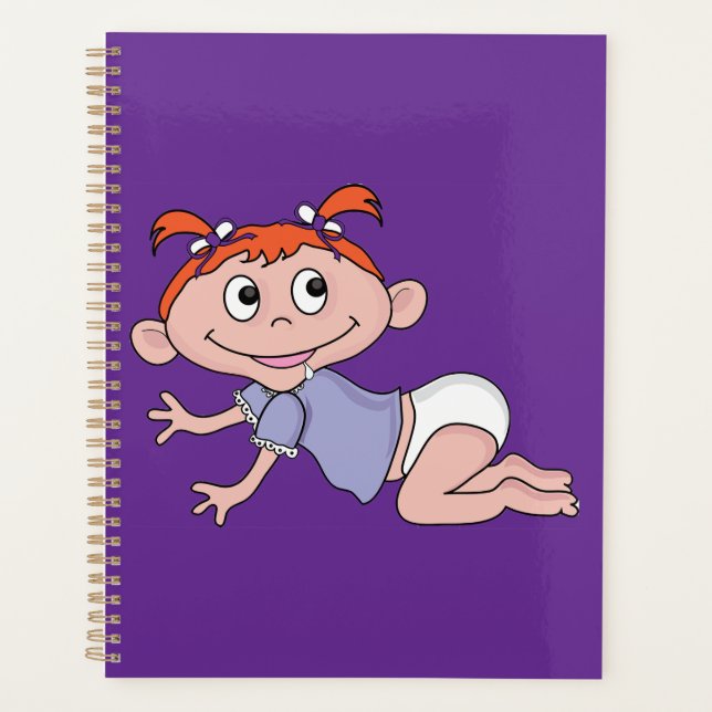 Bébé Fille Dessin Animé Rampant Cheveux Roux Ruban (Devant)