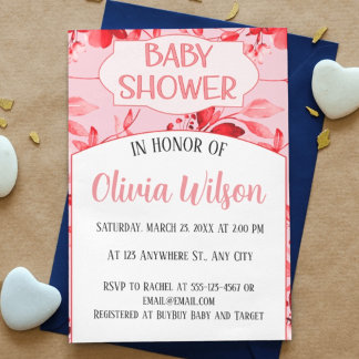 Bébé Fille douche Invitations Petit Fleur sauvage