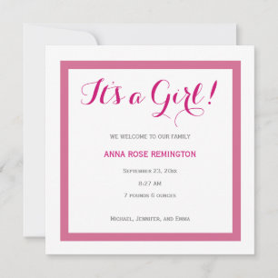 Bébé fille Faire-part de naissance style classique