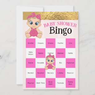 Bébé Fille Rose Et Baby shower Or Jeu De Bingo