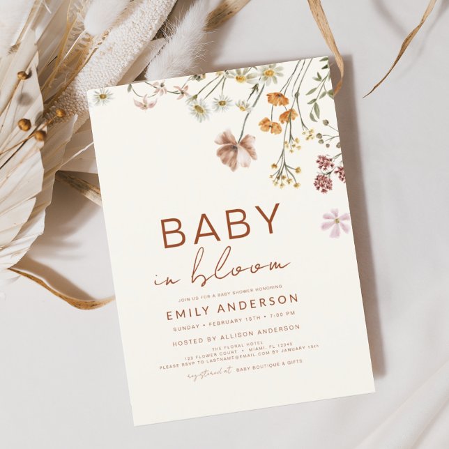 Bébé Fleur sauvage budget en fleurs Invitation dou (Créateur téléchargé)