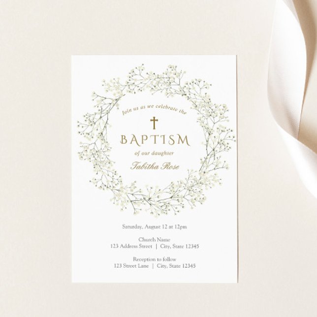 Bébé Fleurs de souffle Baptême Invitation (Créateur téléchargé)