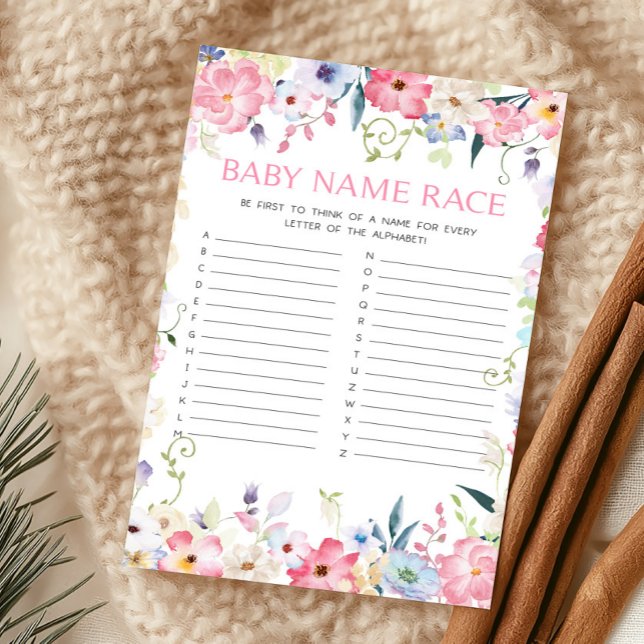 Bébé Floral en Fleur Jeu de Pari sur le Nom de Béb (Baby in Bloom Baby Shower Baby Name Race Game)