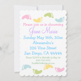 Bébé Foot Imprimantes Bébé Shower Invitations