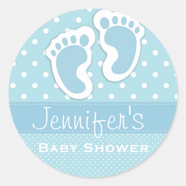 Bébé Garçon Bleu Empreinte Polka Douche Stickers (Devant)