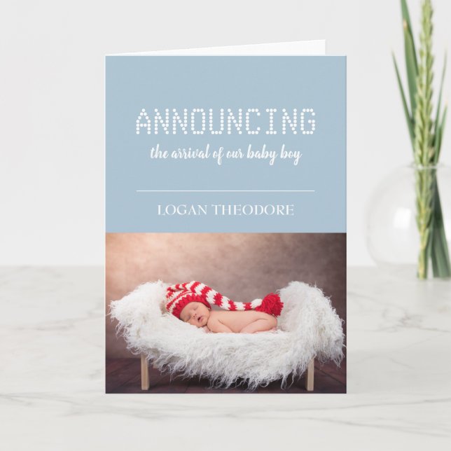 Bébé garçon | Carte personnalisée Faire-part de na (Devant)