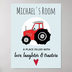 Bébé garçon Doodle tracteur agricole rouge et déco