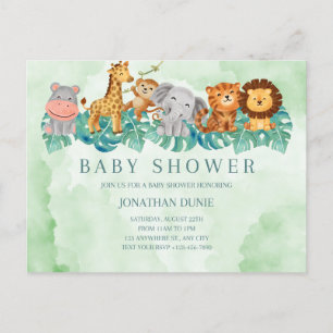 bébé garçon douche invitation animaux mignons