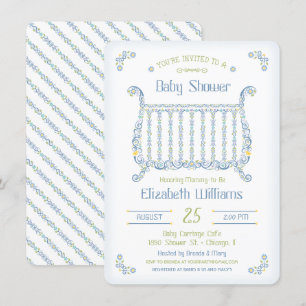 Bébé garçon douche Invitation - Lacy Crib - Bleu