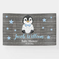 Bébé Garçon Penguin Bannière Signaler Arrière-plan
