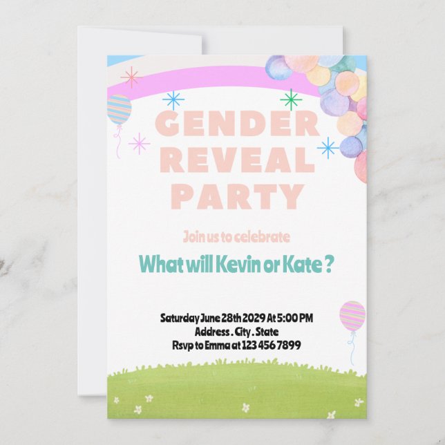 Bébé Genre Reveal Party Invitation (Devant)