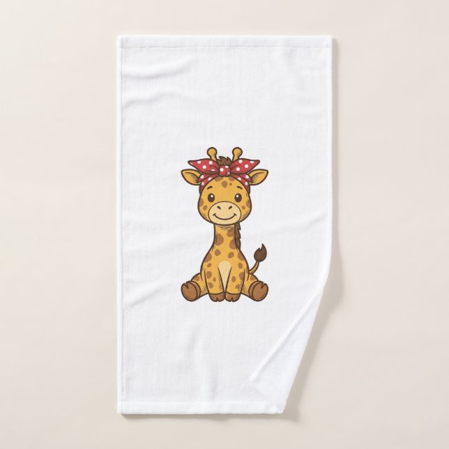 Bébé girafe mignon avec noeud papillon design vect (Serviette à main)