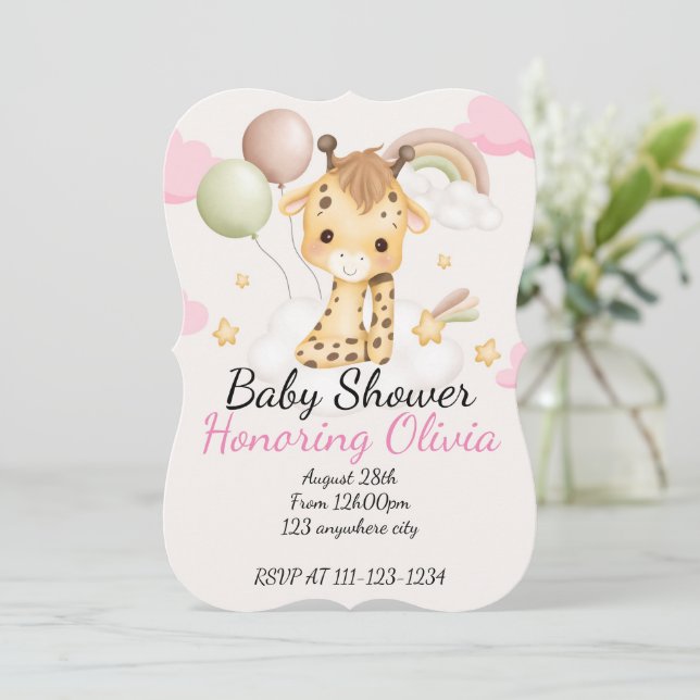 BÉBÉ GIRAFFE BABY SHOWER INVITATION (Debout devant)