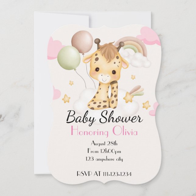 BÉBÉ GIRAFFE BABY SHOWER INVITATION (Devant)