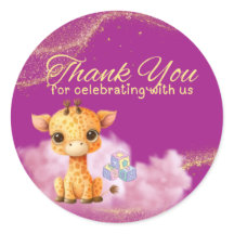 Bébé Giraffe Sticker "Merci"