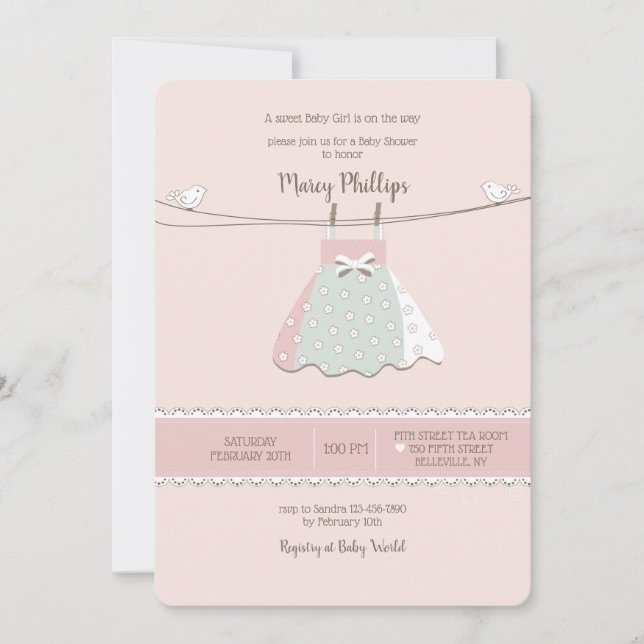 Bébé habillé sur une invitation à la douche en lig (Devant)